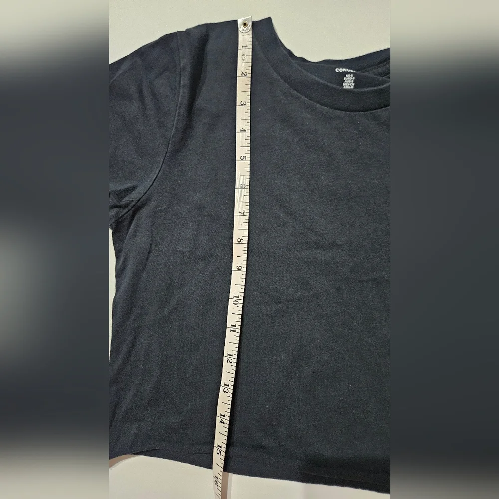 Converse Black Crop Tee with White Star Chevron Logo - Picture 7 of 7